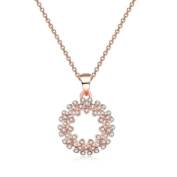 

tracyswing pendant necklace for women elegant flower cubic zirconia rose gold silver color gift fashion jewelry twn004