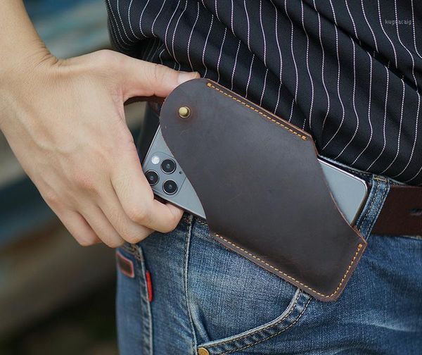 

waist bags portable sports running mobile phone leather bag men's belt ultra thin bag1