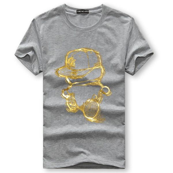 

swenearo men t рубашки летние коротким рукавом повседневная хлопок мужчины футболты золотой человек мультфильм печать футболки мужчины tee р