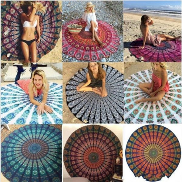

new chiffon round mandala towels printed tapestry hippy boho tablecloth bohemian beach blanket serviette shawl wrap yoga mat