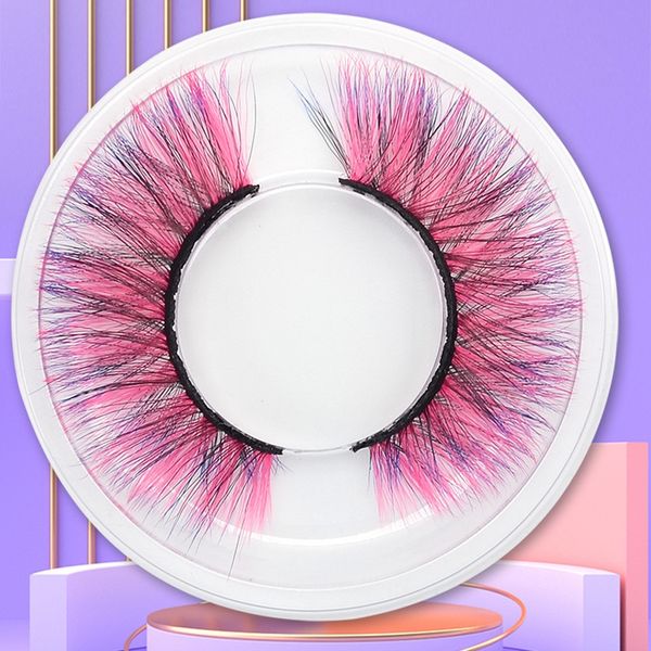 Großhandel Mehrfarbige 3D-Fax-Nerzwimpern Natürliche farbige falsche Wimpern Dramatische Vollstreifen-Fälschungswimpern Party Bunte Wimpern für Cosplay-Halloween-Make-up