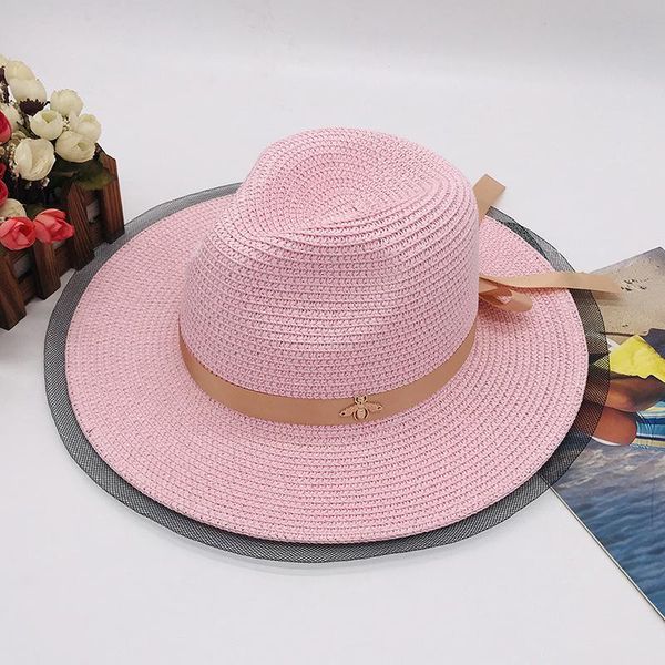 

sun hats for women summer wide brim straw uv protection bow tie girls foldable chapeau femme bohemia beach straw hat, Blue;gray