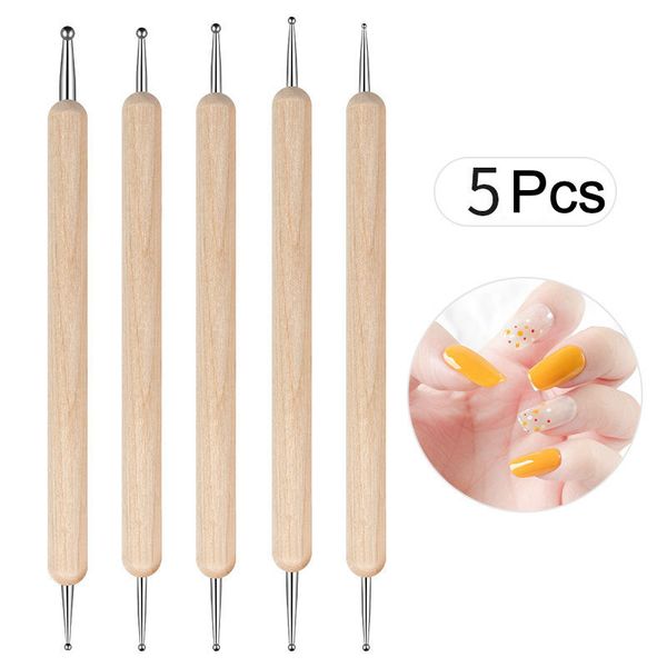 

wholesale selling 5 pcs nail manicure tools for beauty salon double heads nail drill dot pens, Silver