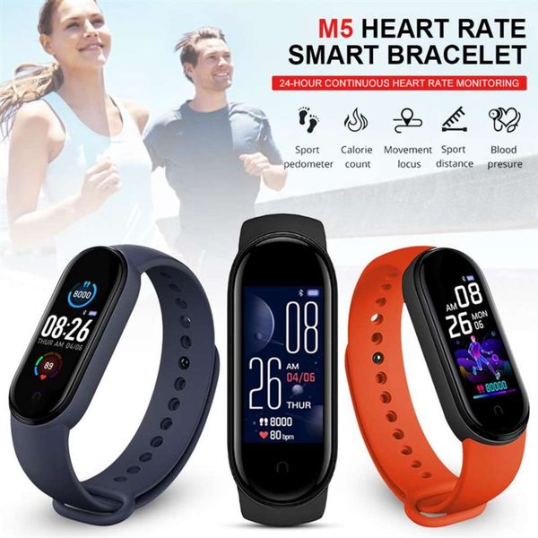 

m5 wristband bluetooth smart sports watch with heart rate and blood prsure control