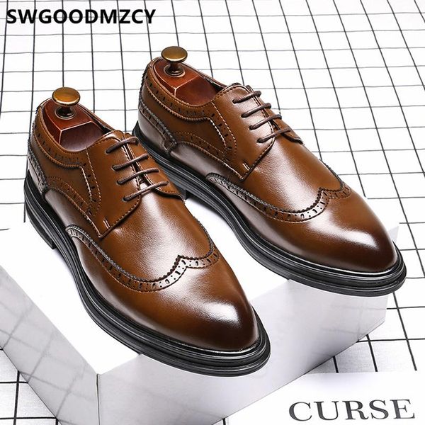 

wedding shoes men classic italian brand brogue shoes men formal coiffeur brown dress official for wedding dress bona, Black