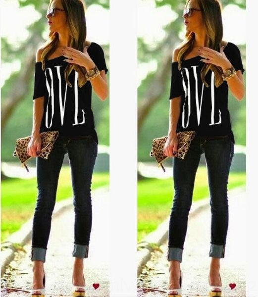 

women's large round neck short sleeve loose love letter printed 1406 women's large round neck short sleeve loose love letter print, White