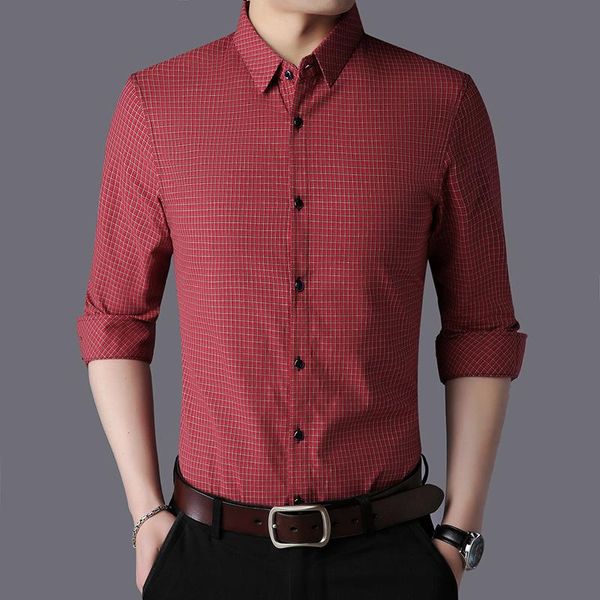 

mrmt 2020 brand new autumn men's shirt pure cotton plaid shirt for male long sleeves casual, White;black