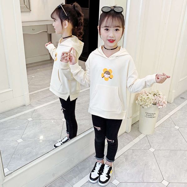 

new girls' hooded 2020 sweater autumn cute print medium and large pullover korean foreign sle children's hn0r, Black