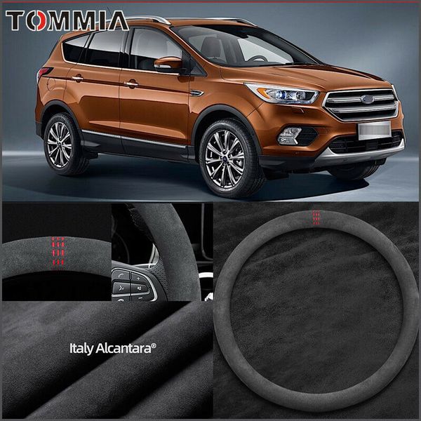 

15" non-slip black alcantara suede car steering wheel cover fit for ford kuga