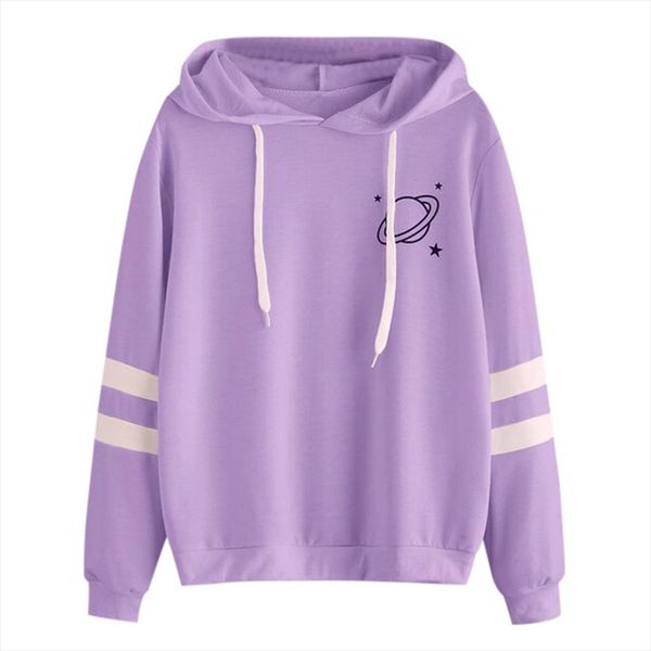 

korean planet printed sweatshirt hoodie drawstring hooded long sleeve womens sweatshirt dhoody ropa juvenil mujer sweetshirt, Black