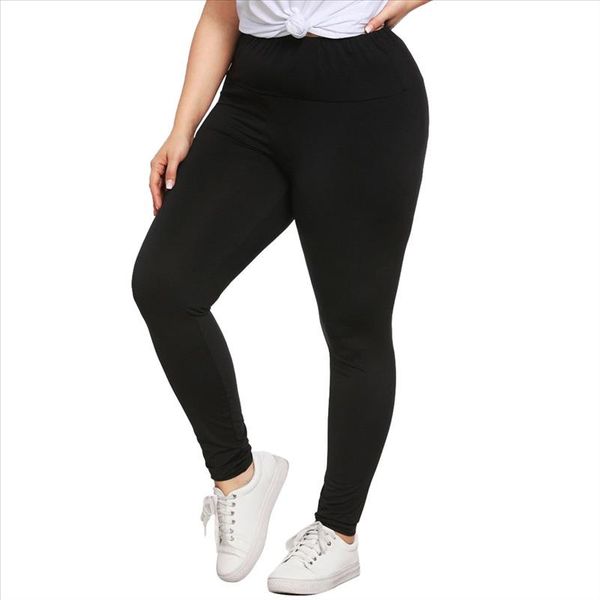 

fashion plus size women fitness leggings solid pure high waist skinny exercise workout leggins jeggings femme bottoms, Black