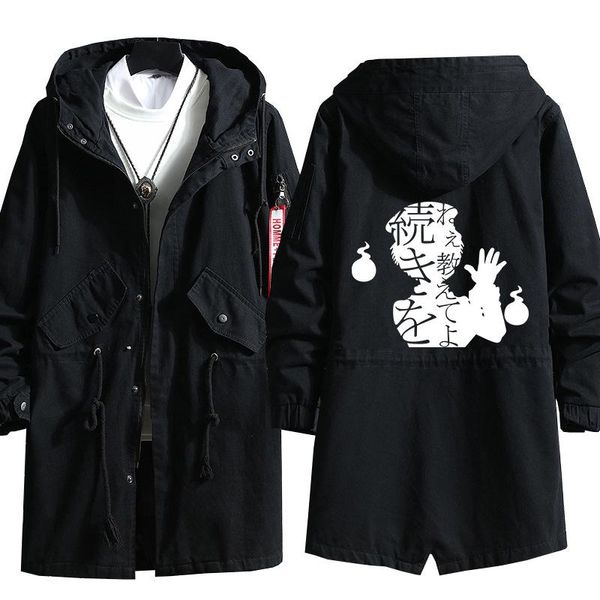 

men's trench coats toilet bound hanako-kun yugi amane coat jacket hooded fashion streetwear cosplay costume male female winter autumn, Tan;black