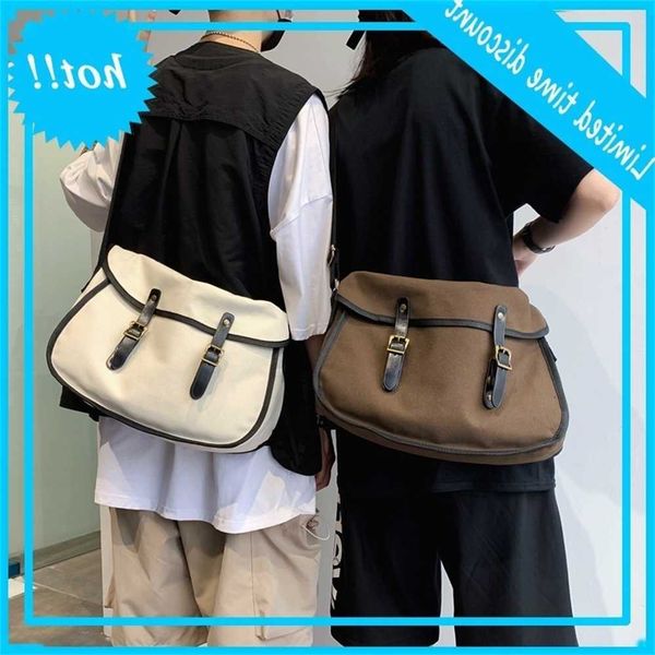 

for lovers large capacity messenger simple solid color postman canvas bag