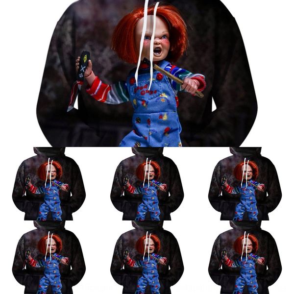

fashion chucky men's soul print doll fashion horror chucky sweater men's soul horror print coat coat sweaterdoll sweater xzyx3, Black