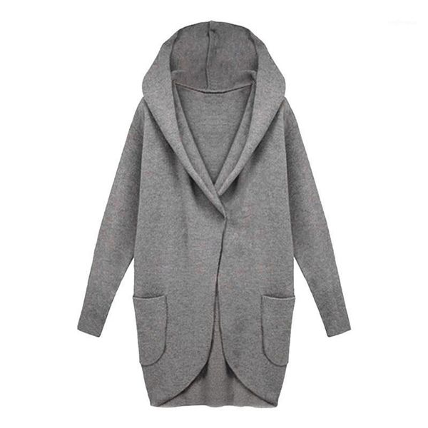 

warm elegant women coat pullover soft with pockets long outwear autumn winter artificial wool casual solid hooded loose1, Black;brown