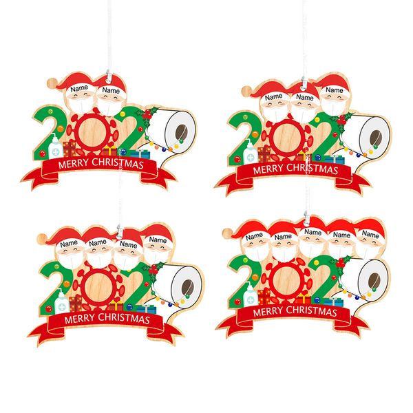 

quarantine christmas party decoration for home christmas gift pendant santa claus with mask natal 2020 noel xmas tree ornament