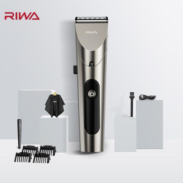 

smart home control 2021 riwa rechargeable hair clipper re-6305 grey steel blade barber electric trimmer with led screen washable