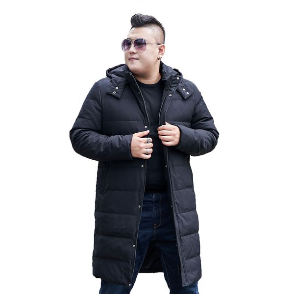 

big men's size winter hood with long warm coat on the knees oversized -12xl 13xl black jacket enzo