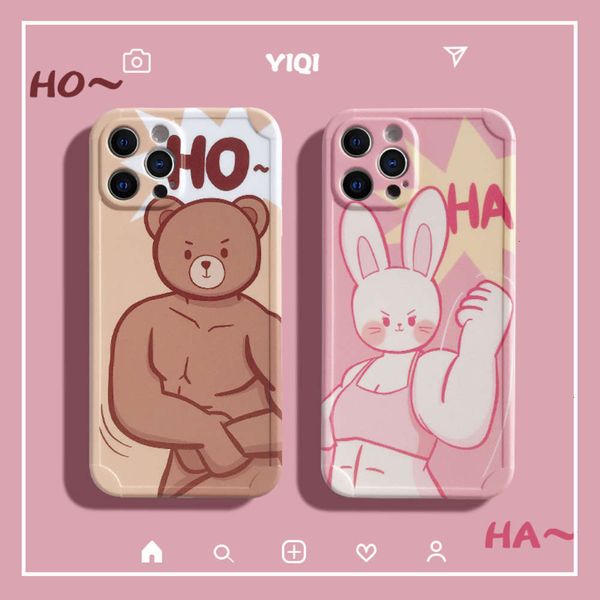 

creative personality lovers funny bear rabbit vip 12mini mobile phone case 11pro net red for xs max all inclusive border protection4fre