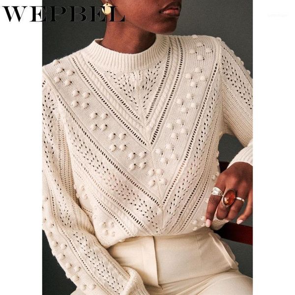 

women's sweaters wepbel women autumn winter loose knitted pullover sweater ladies elegant solid color hollow out knitwear outerwear1, White;black