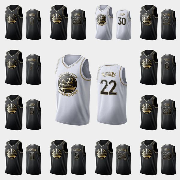 

golden state warriors men stephen curry klay thompson andrew wiggins andre iguodala nba golden edition jersey, Black