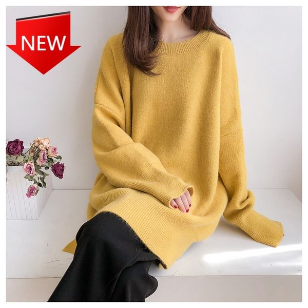 

straight knitted vestido robe casual women autumn winter pullover long sweater dress female long sleeve h1211, White;black