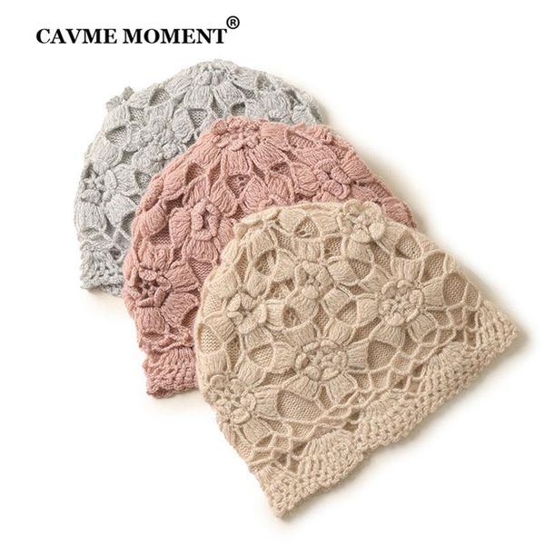 

beanie/skull caps cavme knitted cashmere skullies beanies hat for women sweet ladies cap floar hats solid color gift 40g, Blue;gray