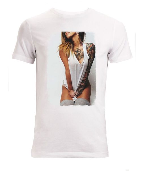 

bad girl tattoo art мужская белая футболка размеры s 3xl верхнего качества хлопка повседневная мужчины футболки мужчины бесплатная доставка