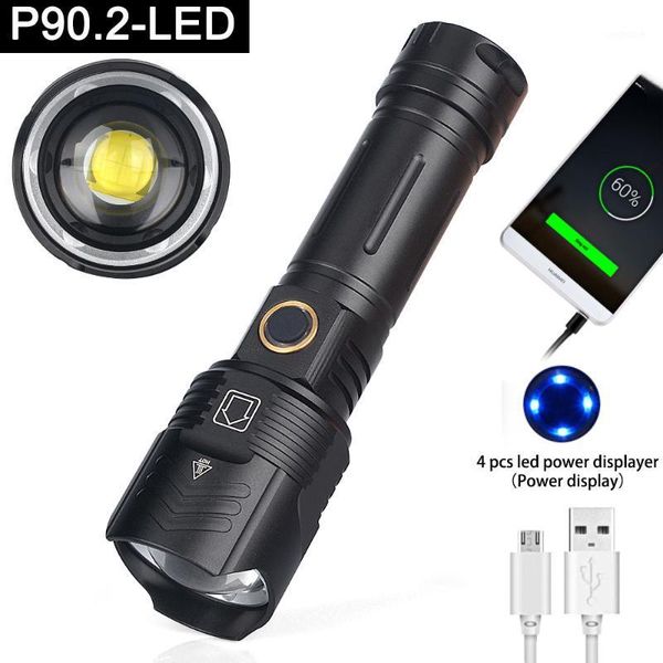 

flashlights torches 3500 lumens p90.2 led usb rechargeable zoom torch 18650/26650/ light input/output 5v power bank1