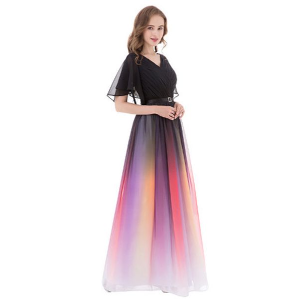 

wrap sleeves ombre chiffon mother of the bride dresses elegant long evening gowns, Black;red