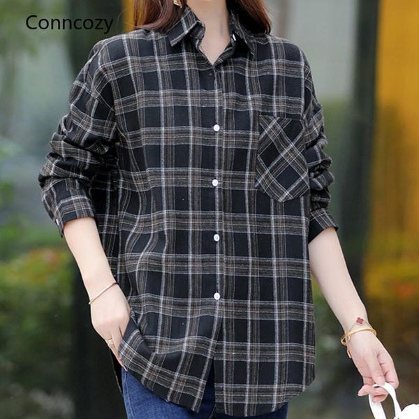 

women's blouses & shirts autumn winter female casual lapel long-sleeve plaid shirt women slim outerwear blouse clothing blusas de muje, White