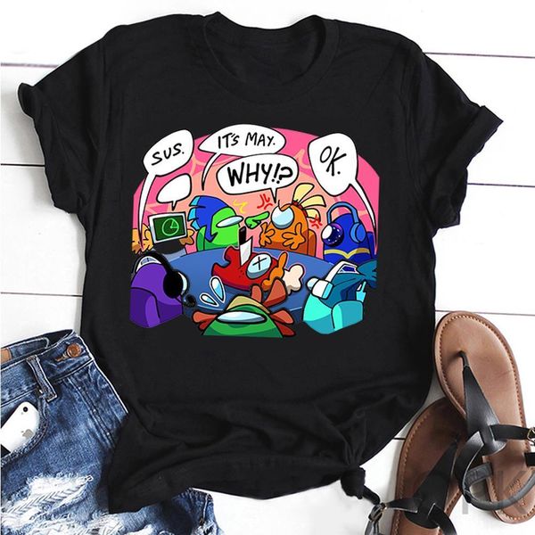 

t-shirt streetwear among us summer harajuku tshirt t shirt women impostor anime funny cartoon hip hop tees female, White