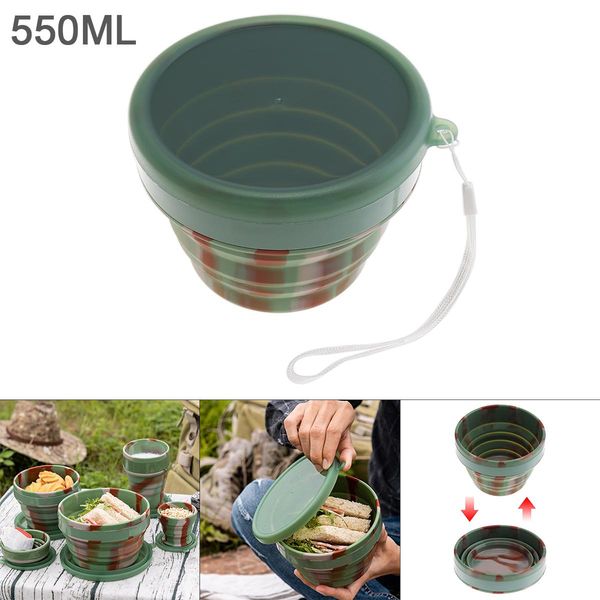 

550ml камуфляж цвета круговой силиконовая масштабируемость складной закуска бенто коробка для 40 230 по цельсию по цельсию bbyzov wrhome