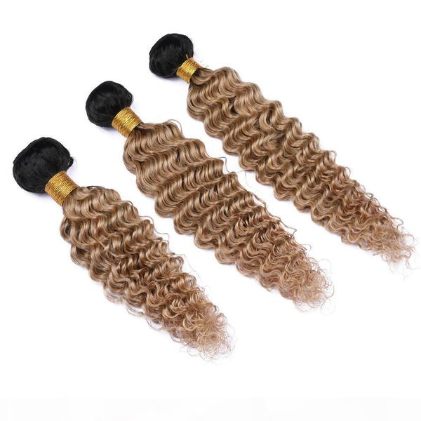 

indian virgin human hair 1b 27 honey blonde ombre deep wave bundles deals 3pcs 300gram black root light brown ombre human hair extensions