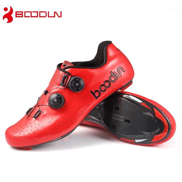 

boodun carbon fiber road cycling shoes double knob road bike riding shoes men bicycle self-locking professional lock1, Black