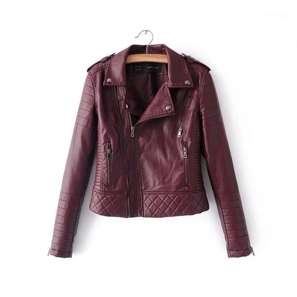 

women's leather & faux fmfssom zipper pu jackets short moto biker jacket lady slim women jaqueta couro rock cuir femme casaco outerwear, Black