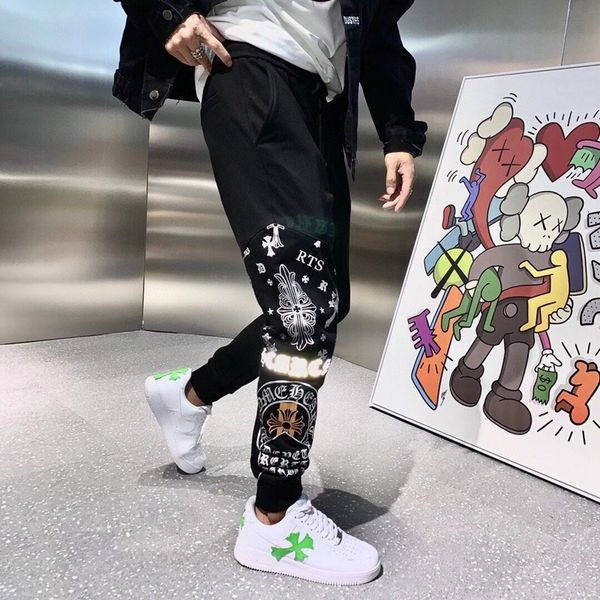 

crosin ch reflective casual pants for men, Black