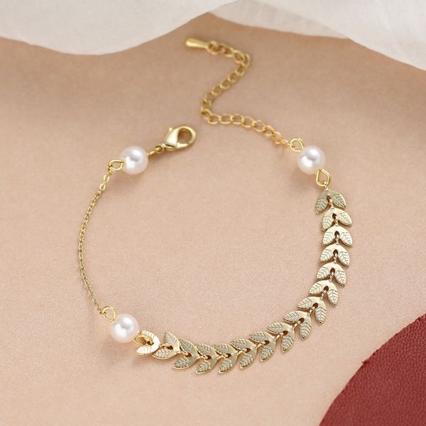 

студент jhlql braceletbracelet ins небольшого дизайн толпы девушка друг тянуть лист сестра корейского браслет выдвижных типа пшеницы руки ор, Golden;silver