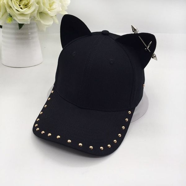 

metal baseball cap female cotton equestrian cap ears y200714, Blue;gray