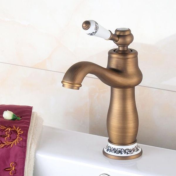 

l16185 - luxury brass basin tap bronze color deck mounted basin faucet