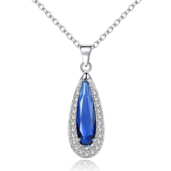 

pendant necklaces long drop-shaped zircon necklace simple oval micro-set birthday gift to woman chain, Silver