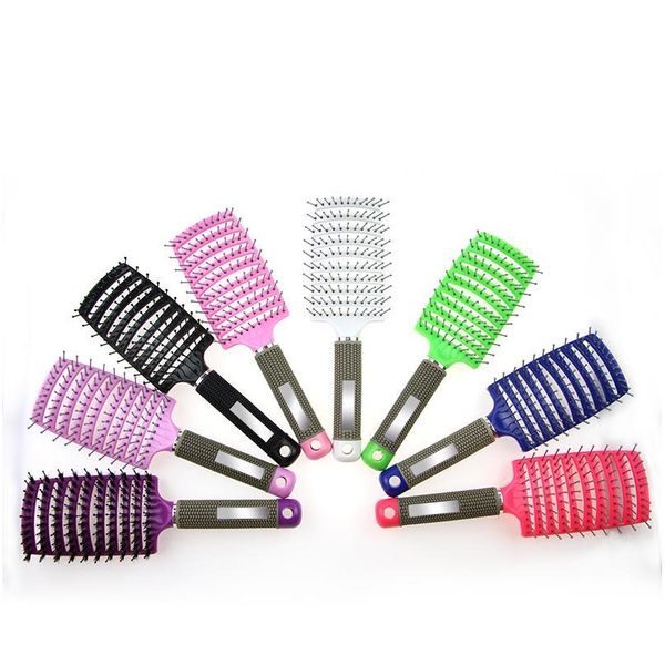 

curved vented professional detangling comb portable home massage hair brush styling tools fast drying barber hairdressi wmtamn, Silver