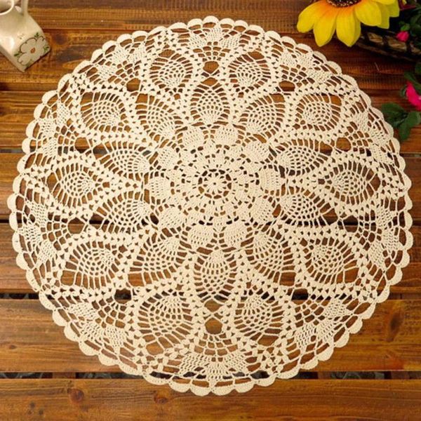 

60cm cotton hand crochet round lace hollow out tablecloth table cloth cover