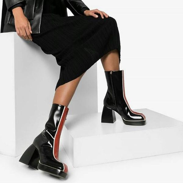 

2020 new autumn winter women's boots round toe side zipper ankle boots color matching fashion shoes size 34-43, Black