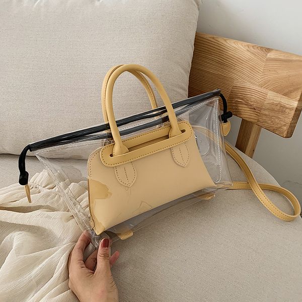 

luxury designer transparent handbag and purse 2020 summer shell women messenger bag fashion clear jelly crossbody shoulder bag