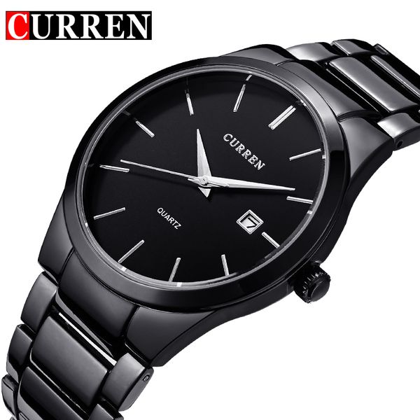 

curren mens watches brand luxury stainless steel analog display date men's waterproof quartz watch for men relogio masculino wholesale, Slivery;brown
