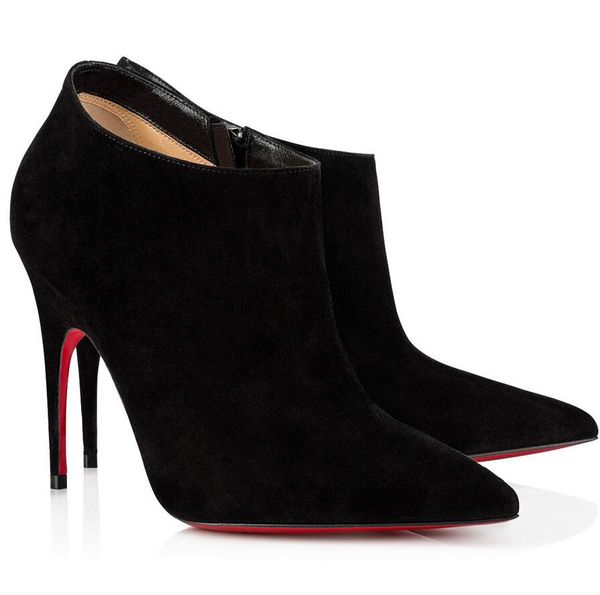 

elegant winter brands women red bottom gorgona boot high heels lady booties pointed toe ankle boots perfect party,wedding eu35-43,box, Black