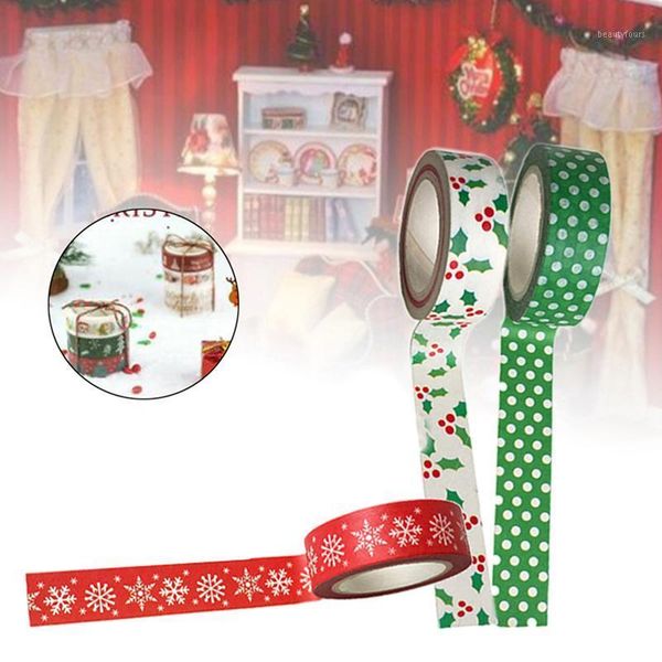 

1.5cm*10m 1pc christmas washi tape set rice paper diy scrapbooking adhesive tape masking party supplies decorative1