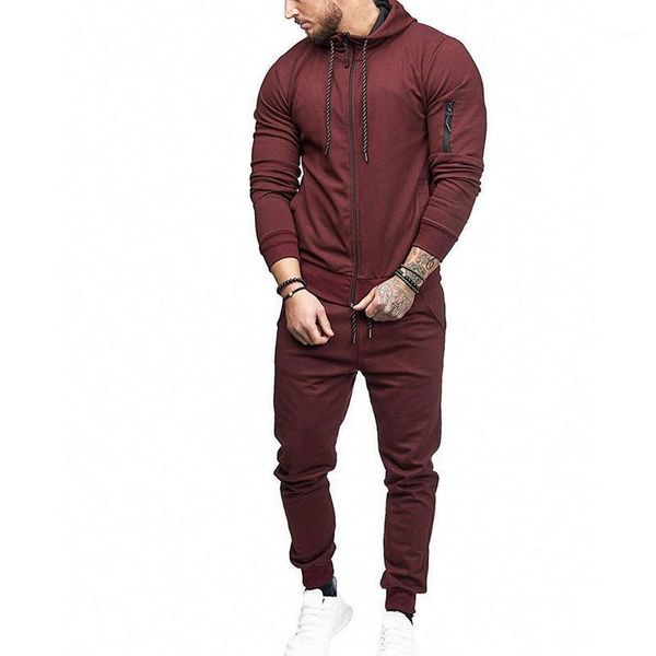 

mjartoria 2019 mens long sleeve gyms tracksuits winter casual hoodies zipper slim fit and drawstring waist loose pants1, Gray