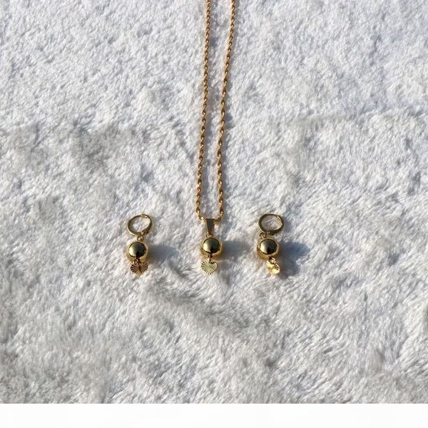 

K 14 K Yellow Fine Gold Gf Engravable Circular Hang Love Hearts Filigree Necklace Matching Earring Pendant Set